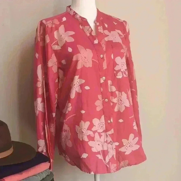 Floral Pink Cotton Button Down Shirt - Picture 1 of 7
